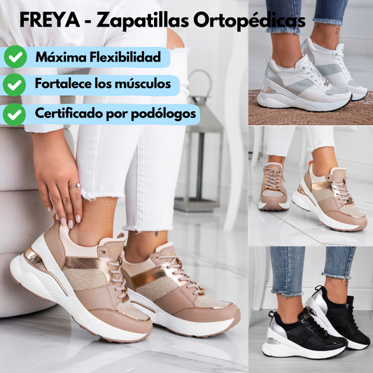 FREYA - Zapatillas Ortopédicas con Detalles en Purpurina